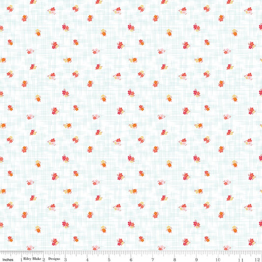 Flourish Ditsy Aqua Riley Blake Quilting Cotton Fabric by the Yard - Ray of Sonshine Design