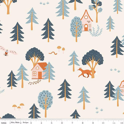 Forest Village Main Ivory Riley Blake Designs - Cotton Fabric by the yard - C15600 - IVORY - Ray of Sonshine Design