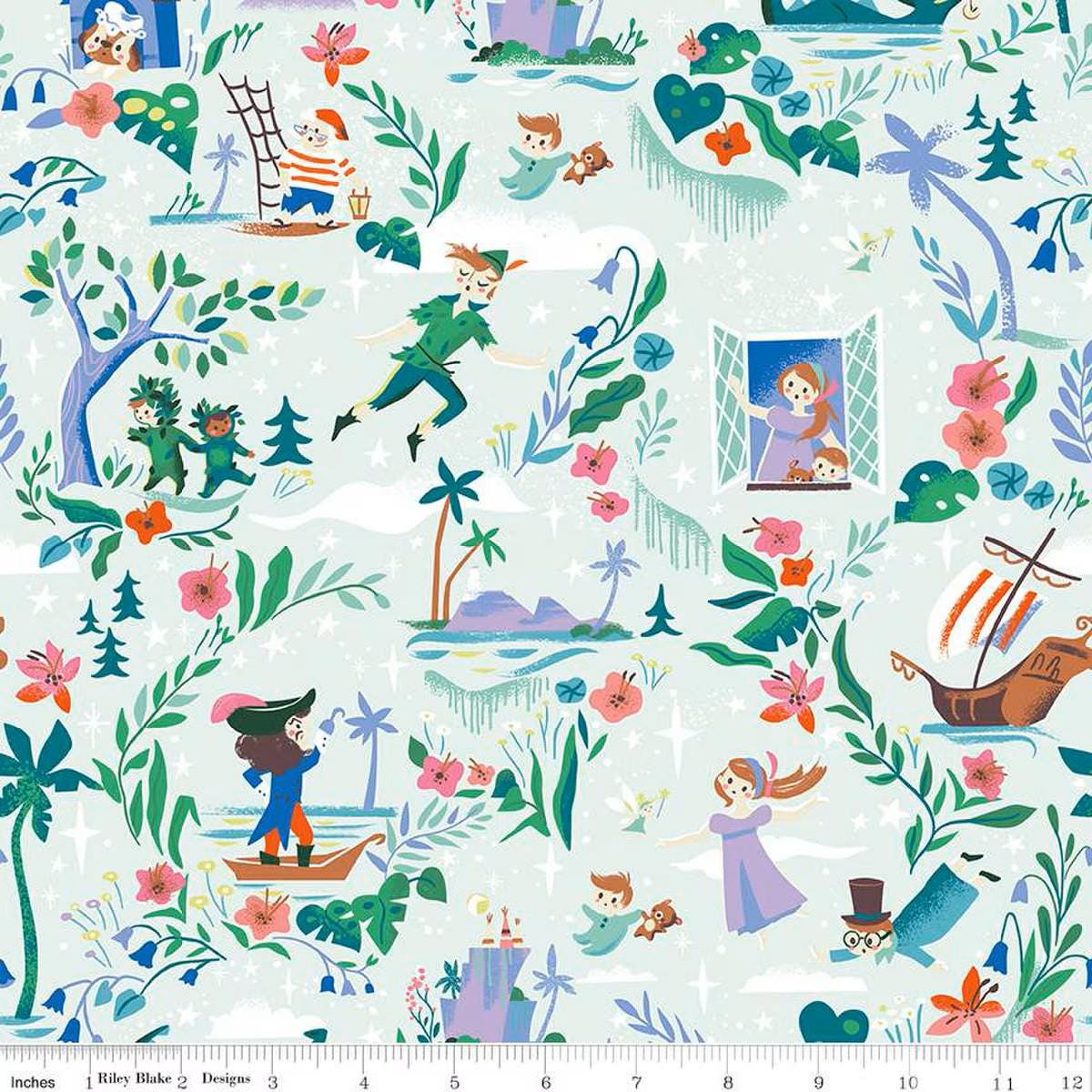 Forever Neverland Main Mist - C15900 - MIST - Riley Blake Designs - Peter Pan - Fabric by the yard - Ray of Sonshine Design