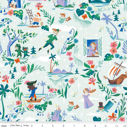 Forever Neverland Main Mist - C15900 - MIST - Riley Blake Designs - Peter Pan - Fabric by the yard - Ray of Sonshine Design