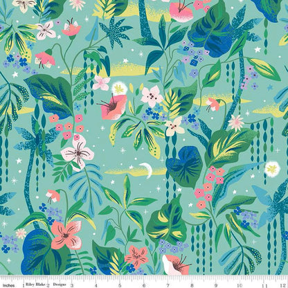 Forever Neverland Tropical Floral Songbird - C15903 - SONGBIRD - Riley Blake Designs - Flowers Leaves Blossoms Tropic - Fabric by the yard - Ray of Sonshine Design