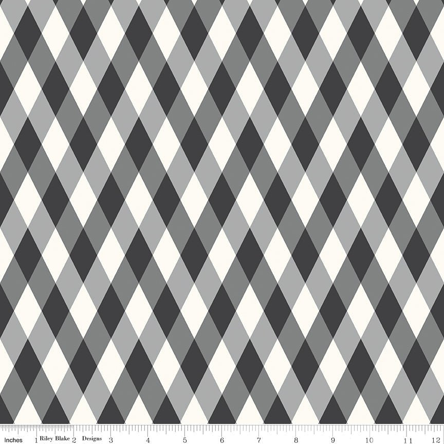 Frank and Friends Diamonds Black Riley Blake Quilting Fabric by the Yard - Ray of Sonshine Design