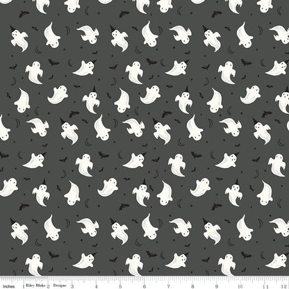 Frank and Friends Ghosts Charcoal Riley Blake Designs Fabric by the Yard - Ray of Sonshine Design