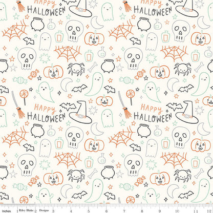 Frank and Friends Halloween Icons Cloud Riley Blake Designs Fabric by the Yard - Ray of Sonshine Design