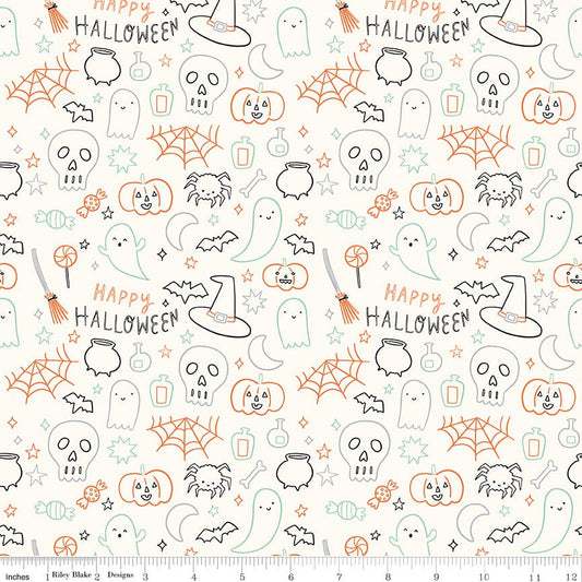 Frank and Friends Halloween Icons Cloud Riley Blake Designs Fabric by the Yard - Ray of Sonshine Design