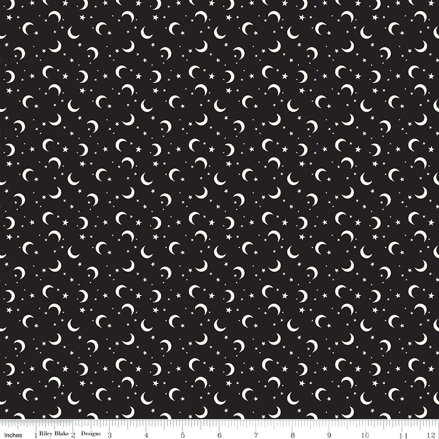 Frank and Friends Moon & Stars Black Riley Blake Designs Fabric by the Yard - Ray of Sonshine Design