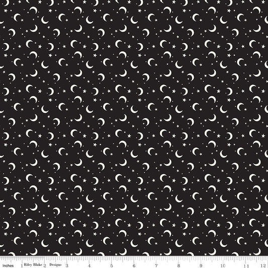 Frank and Friends Moon & Stars Black Riley Blake Designs Fabric by the Yard - Ray of Sonshine Design