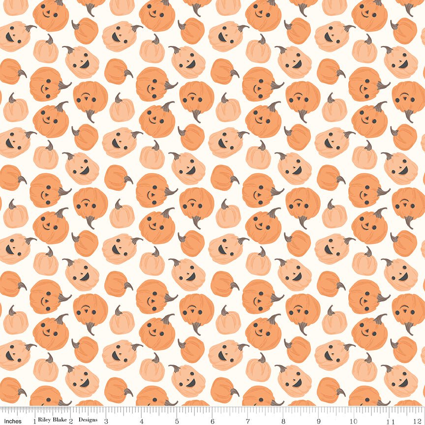 Frank and Friends Pumpkins Cloud Riley Blake Designs Fabric by the Yard - Ray of Sonshine Design
