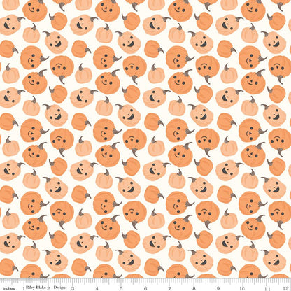 Frank and Friends Pumpkins Cloud Riley Blake Designs Fabric by the Yard - Ray of Sonshine Design
