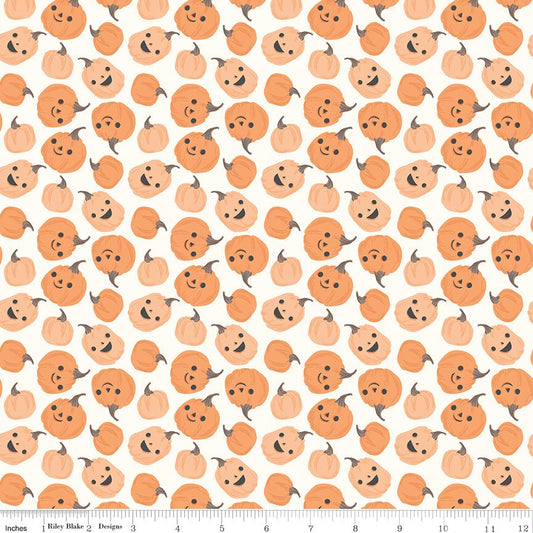 Frank and Friends Pumpkins Cloud Riley Blake Designs Fabric by the Yard - Ray of Sonshine Design