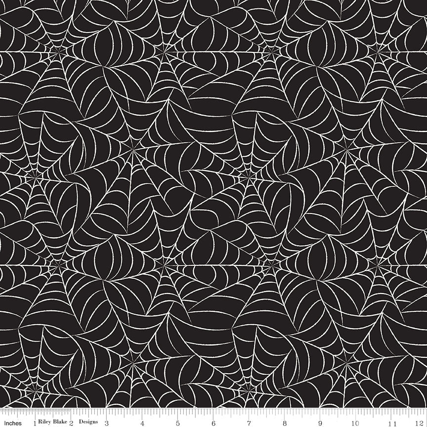 Frank and Friends Webs Black Riley Blake Fabric by the Yard - Ray of Sonshine Design