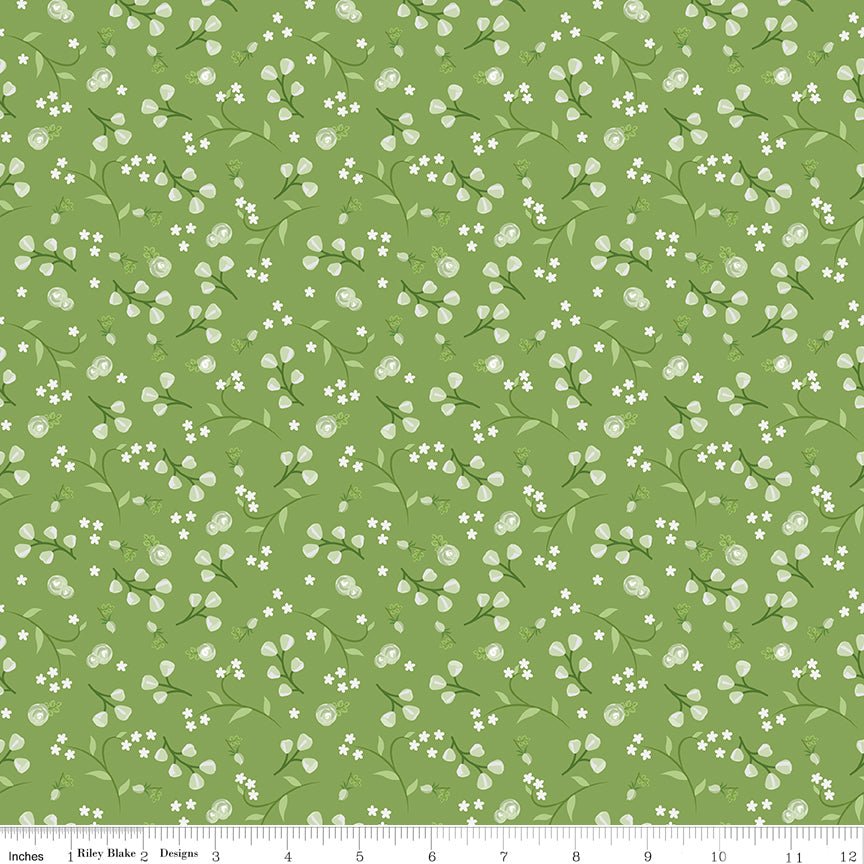 Front Porch Floral Green Riley Blake Designs Cotton Fabric by the Yard - Ray of Sonshine Design
