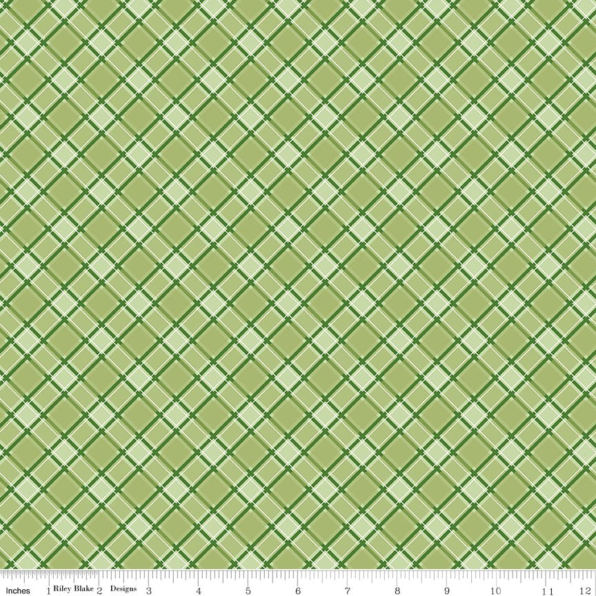 Front Porch Plaid Green Riley Blake Designs Quilting Cotton Fabric by the Yard - Ray of Sonshine Design