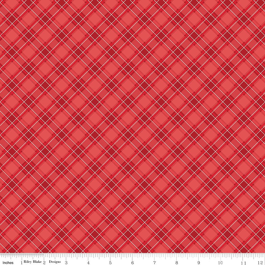 Front Porch Plaid Red Riley Blake Designs Quilting Cotton Fabric by the Yard - Ray of Sonshine Design