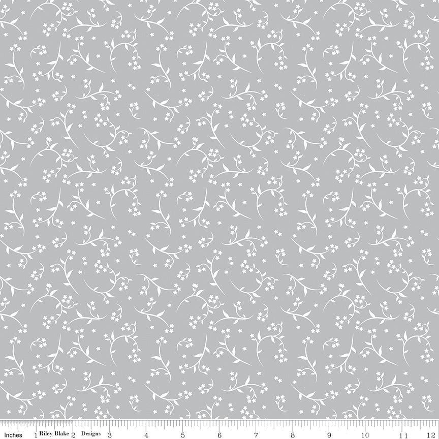 Front Porch Stems Gray Riley Blake Quilting Cotton Fabric by the Yard - Ray of Sonshine Design