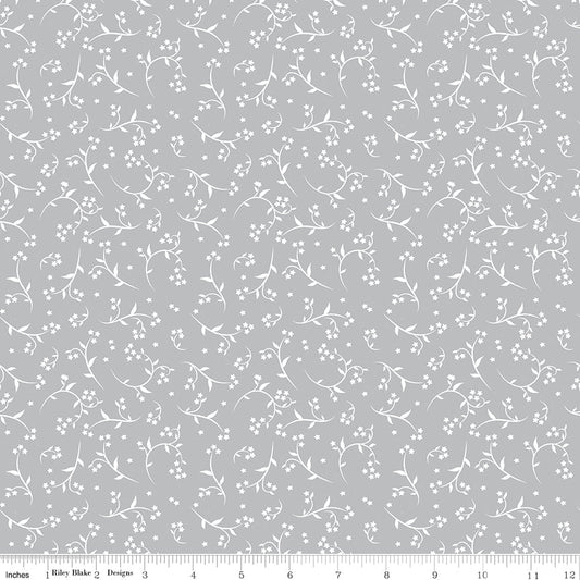 Front Porch Stems Gray Riley Blake Quilting Cotton Fabric by the Yard - Ray of Sonshine Design