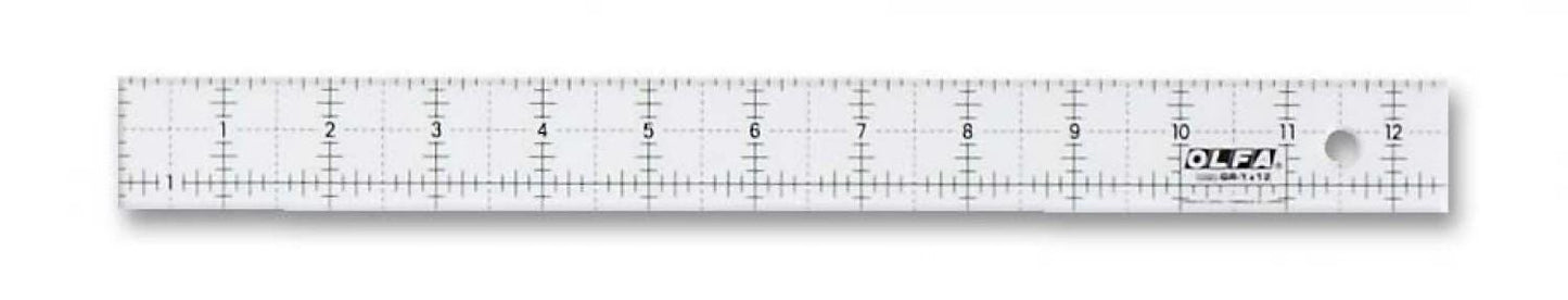 Frosted Acrylic Olfa Ruler 1 x 12 - The Companion - Ray of Sonshine Design