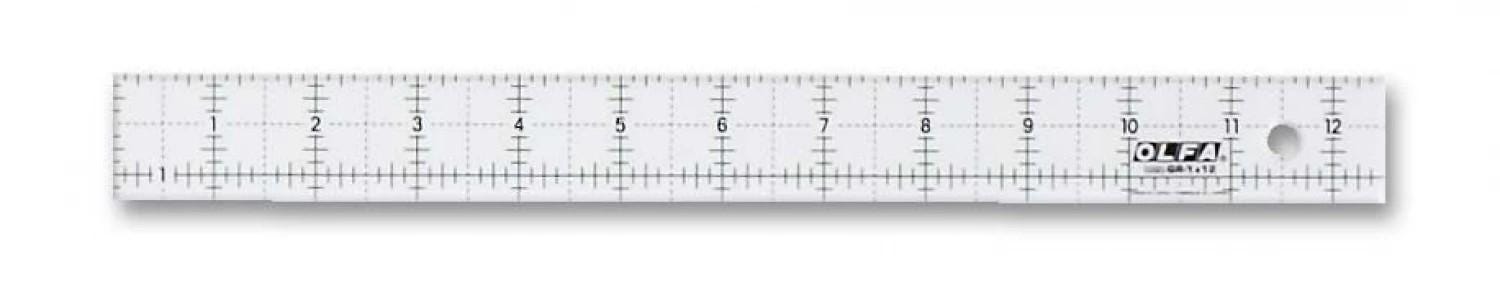 Frosted Acrylic Olfa Ruler 1 x 12 - The Companion - Ray of Sonshine Design
