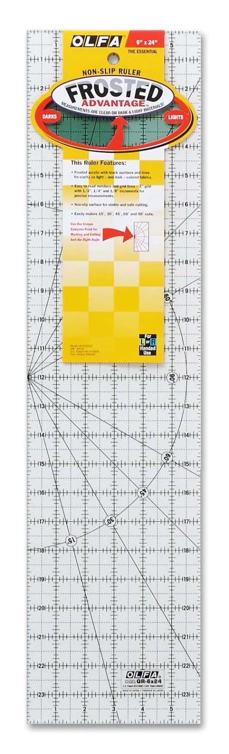 Frosted Acrylic Olfa Ruler 6x24 - The Essential - Ray of Sonshine Design