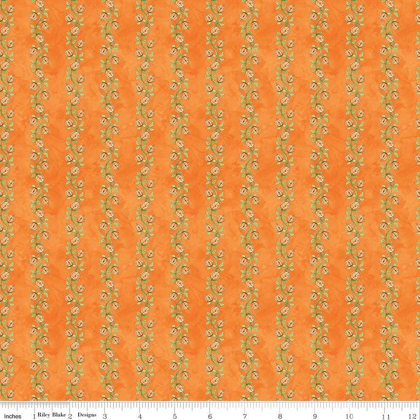 Ghoul Friends Pumpkin Vine Orange - Riley Blake Designs - Cotton Fabric by the yard - Ray of Sonshine Design
