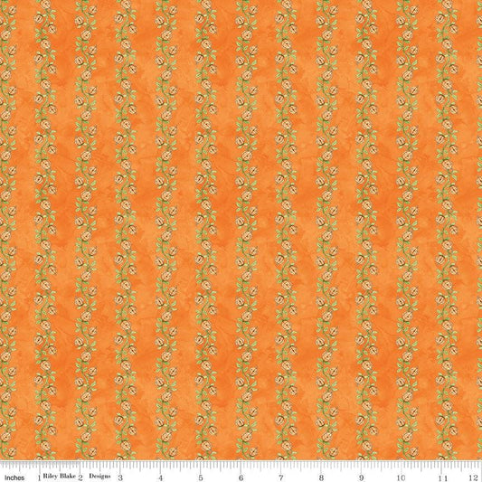 Ghoul Friends Pumpkin Vine Orange - Riley Blake Designs - Cotton Fabric by the yard - Ray of Sonshine Design