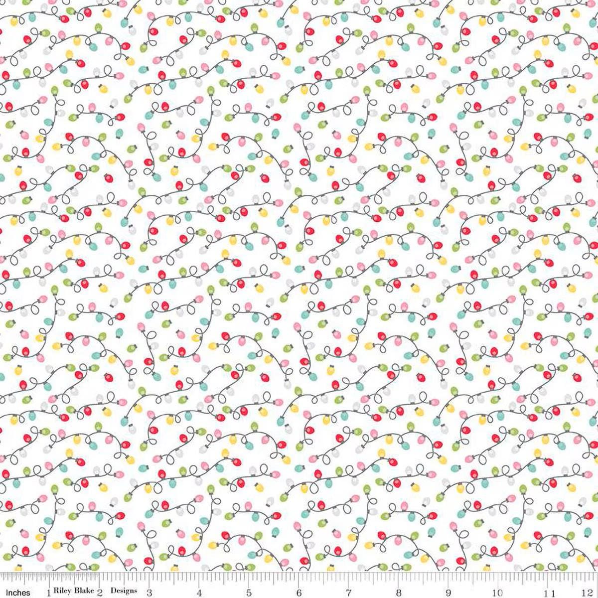 Gingerbread Kisses Lights White - Riley Blake Designs - Quilting Cotton Fabric by the yard - Holiday - C16446 - WHITE - Ray of Sonshine Design