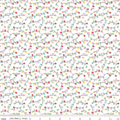 Gingerbread Kisses Lights White - Riley Blake Designs - Quilting Cotton Fabric by the yard - Holiday - C16446 - WHITE - Ray of Sonshine Design