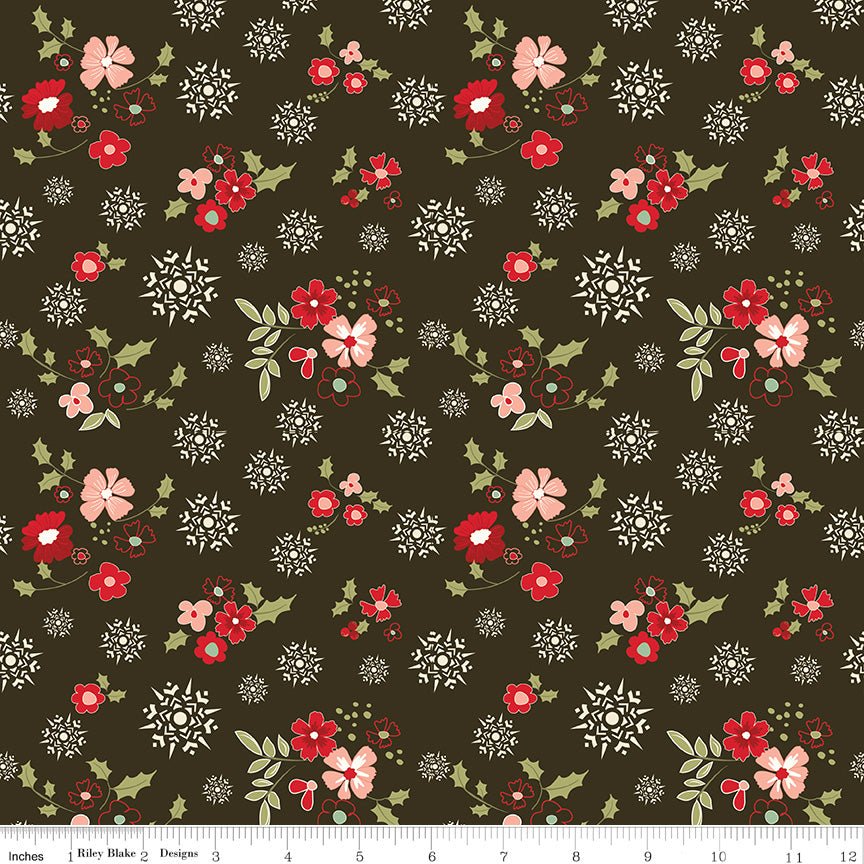 Glisten Winter Flowers Mocha - Ray of Sonshine Design