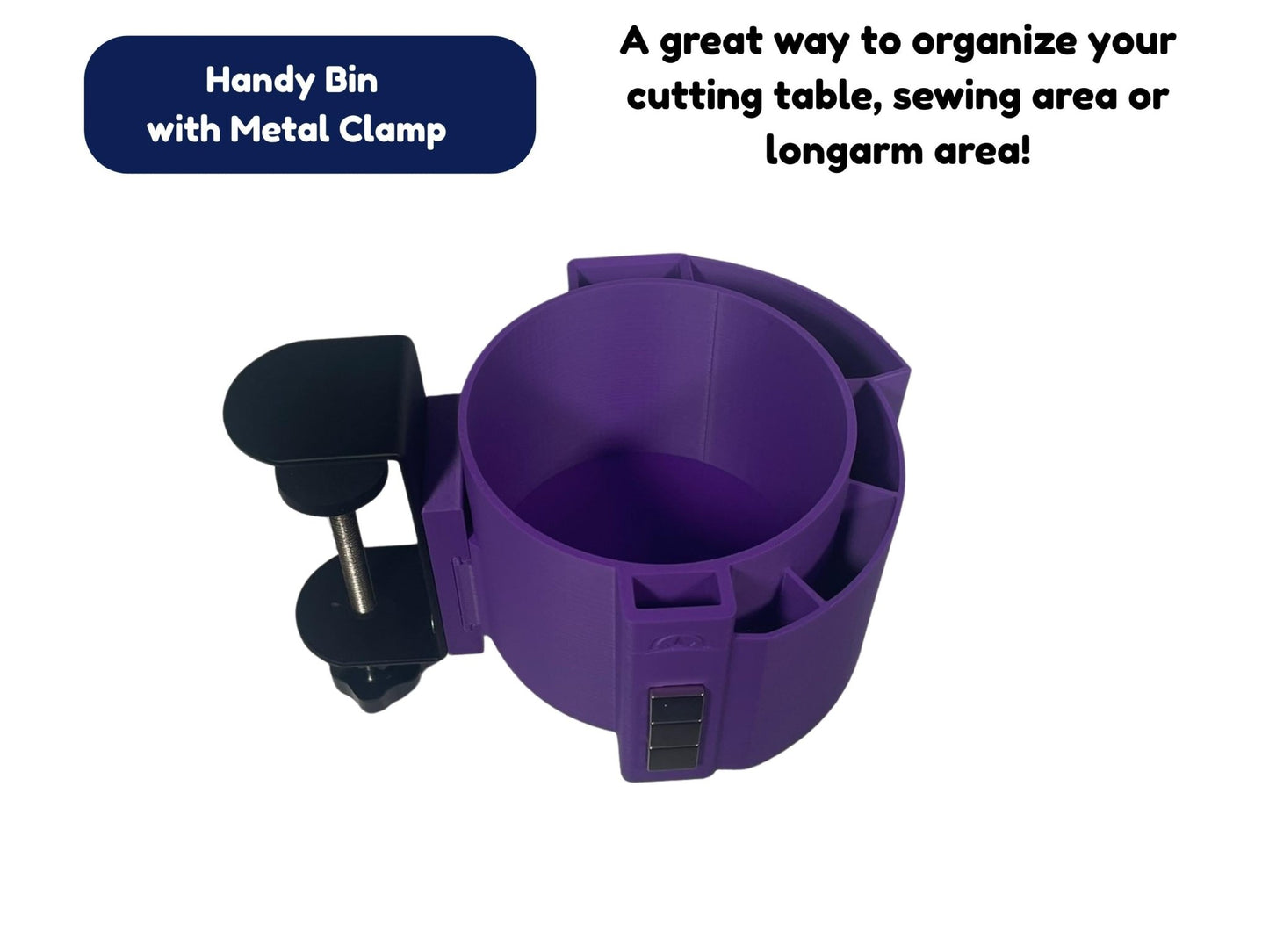 Handy Bin Organizer Metal Clamp - On Craft Bin – Sewing & Quilting Table Organizer - Available in 11 Colors - Ray of Sonshine Design
