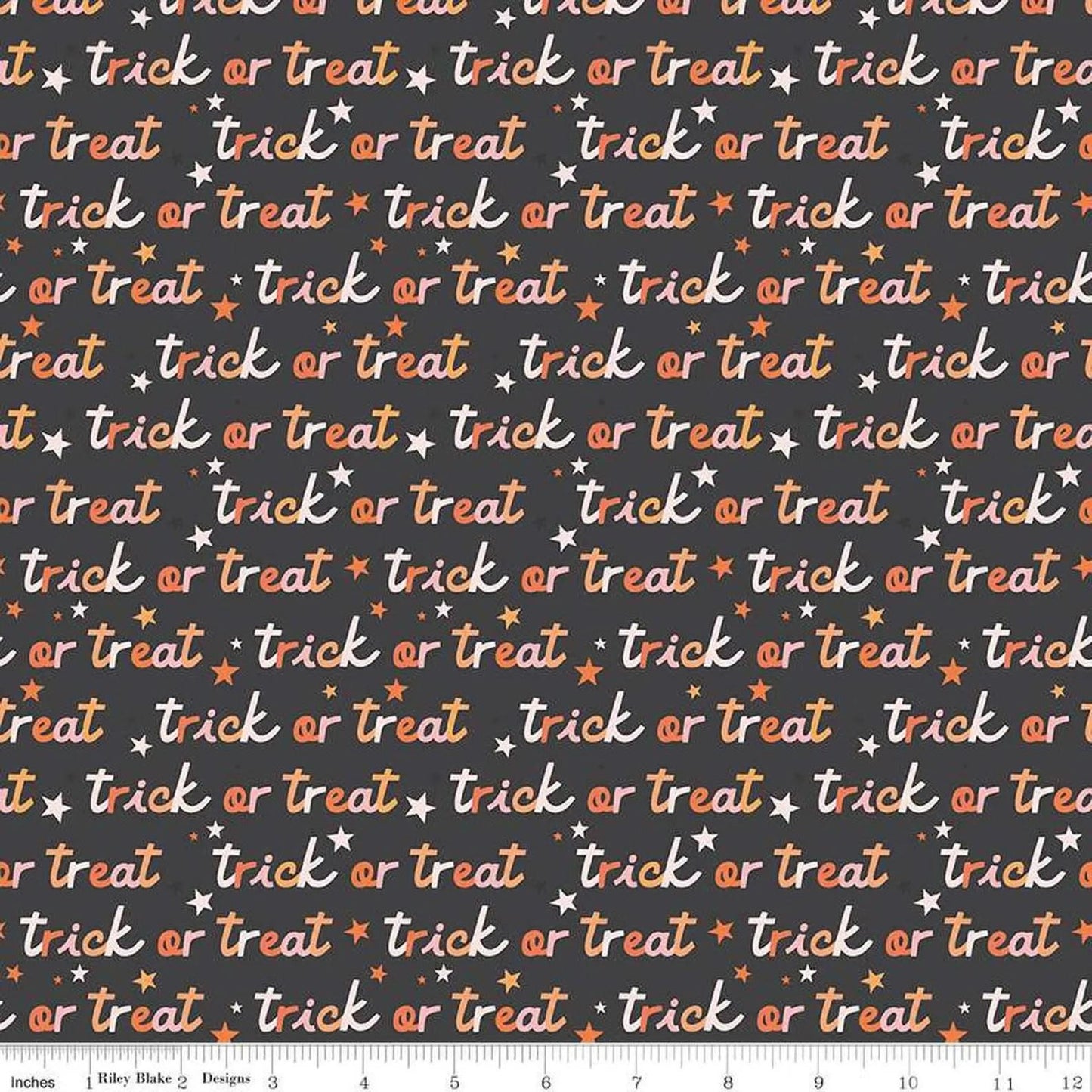 Hey Pumpkin Trick or Treat Charcoal - Riley Blake Designs - Cotton Fabric by the yard - C16034 - CHARCOAL - Halloween Fabric - Ray of Sonshine Design