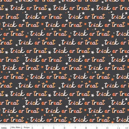 Hey Pumpkin Trick or Treat Charcoal - Riley Blake Designs - Cotton Fabric by the yard - C16034 - CHARCOAL - Halloween Fabric - Ray of Sonshine Design