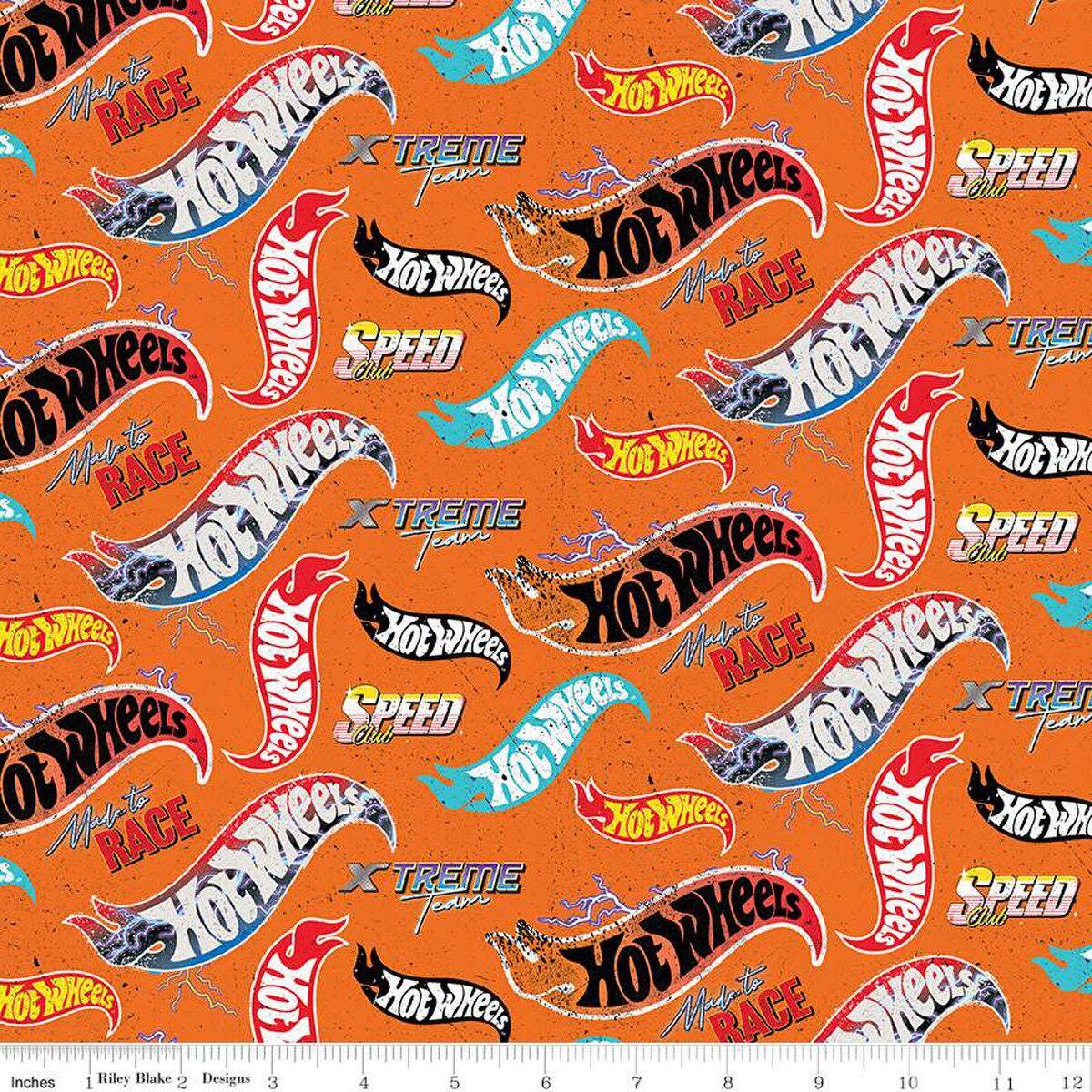 Hot Wheels Made to Race Logo Toss Orange - Riley Blake Designs - Cotton Fabric by the yard - CD15301 - ORANGE - Ray of Sonshine Design