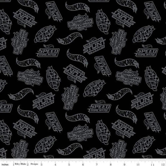 Hot Wheels Made to Race Tone - on - Tone Black - Riley Blake Designs - Cotton Fabric by the yard - C15303 - Black - Ray of Sonshine Design