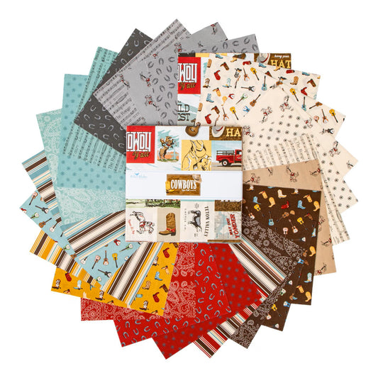 Cowboys Layer Cake 10" Stacker Bundle - Riley Blake Designs - 42 piece Precut Pre cut - Quilting Cotton Fabric