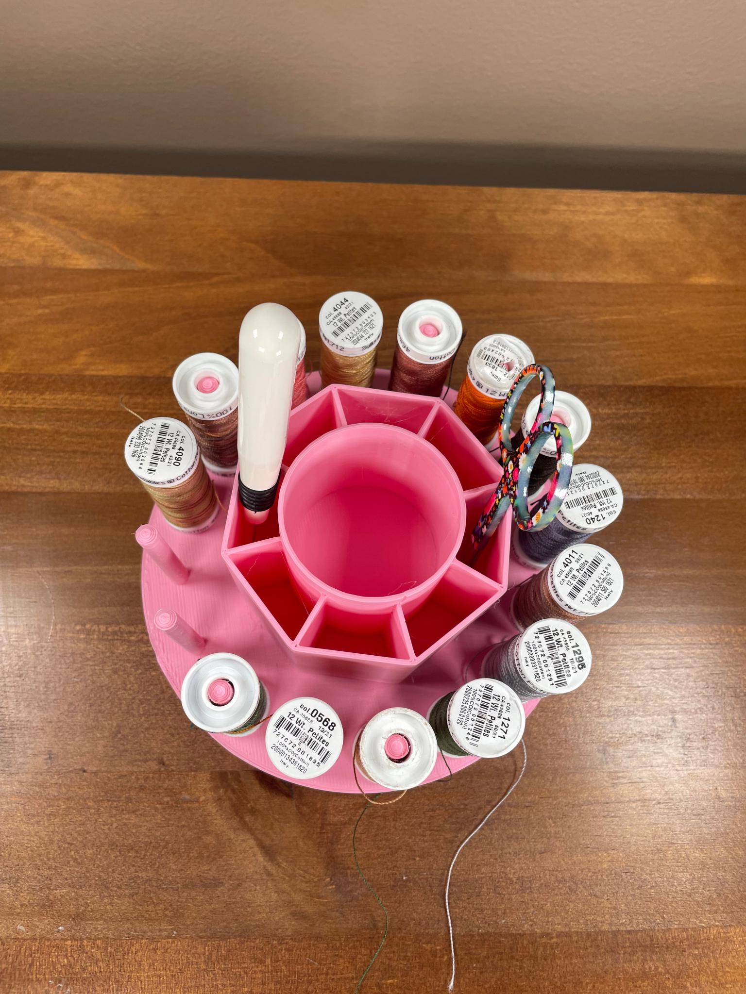 Hand Work Caddy Carousel, Thread Holder for Needlepoint, Embroidery Organization