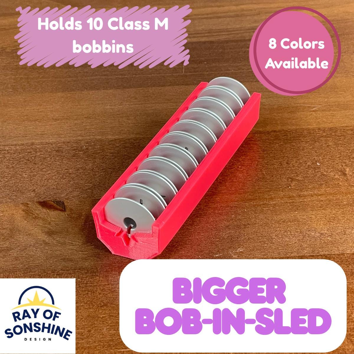BIGGER BOB-N-SLED Bobbin Holder for size M, Organizer throw and go for Machine Bobbins- Sets of 1 , 2 or 3