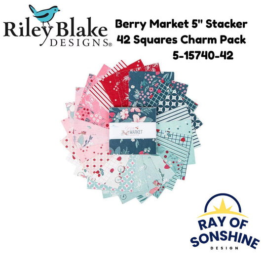 Berry Market 5" Stacker (Charm Pack) - Riley Blake Designs - Precuts - 5-15740-42