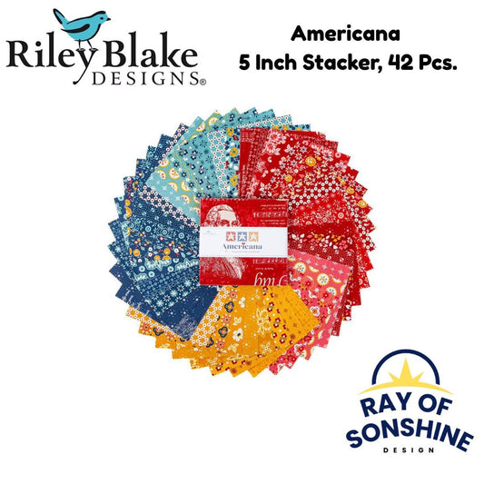 Americana 5" Stacker (Charm Pack) - Riley Blake Designs - Precuts -5-16080-42