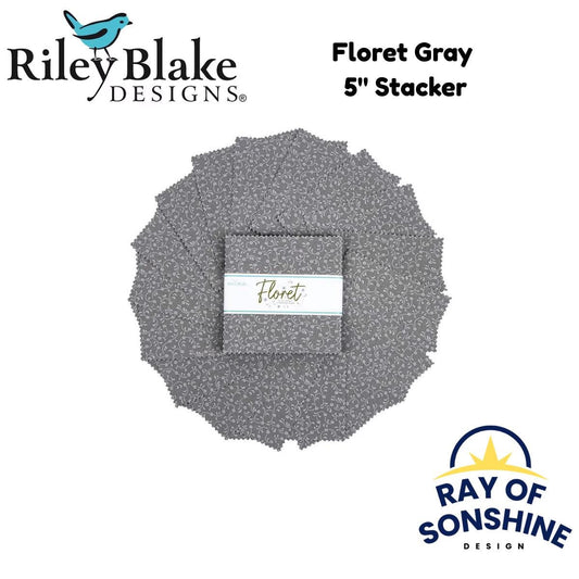 Floret Gray 5" Stacker - Riley Blake Designs - Precuts