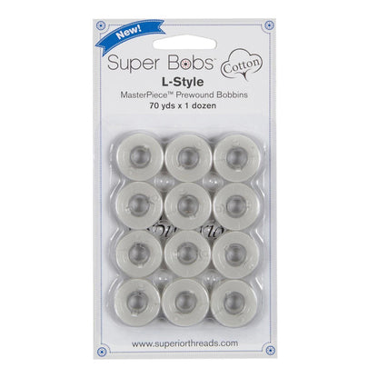 Super Bobs MasterPiece Cotton 70yd Prewound Bobbins 12ct L-Style Bisque 149-12-152