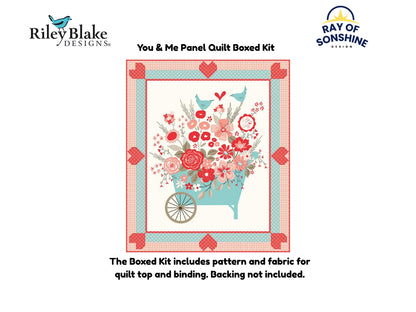 You & Me Panel Quilt Boxed Kit includes pattern and fabric for quilt top and binding. Backing not included.