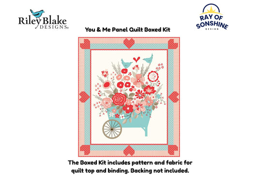 You & Me Panel Quilt Boxed Kit includes pattern and fabric for quilt top and binding. Backing not included.
