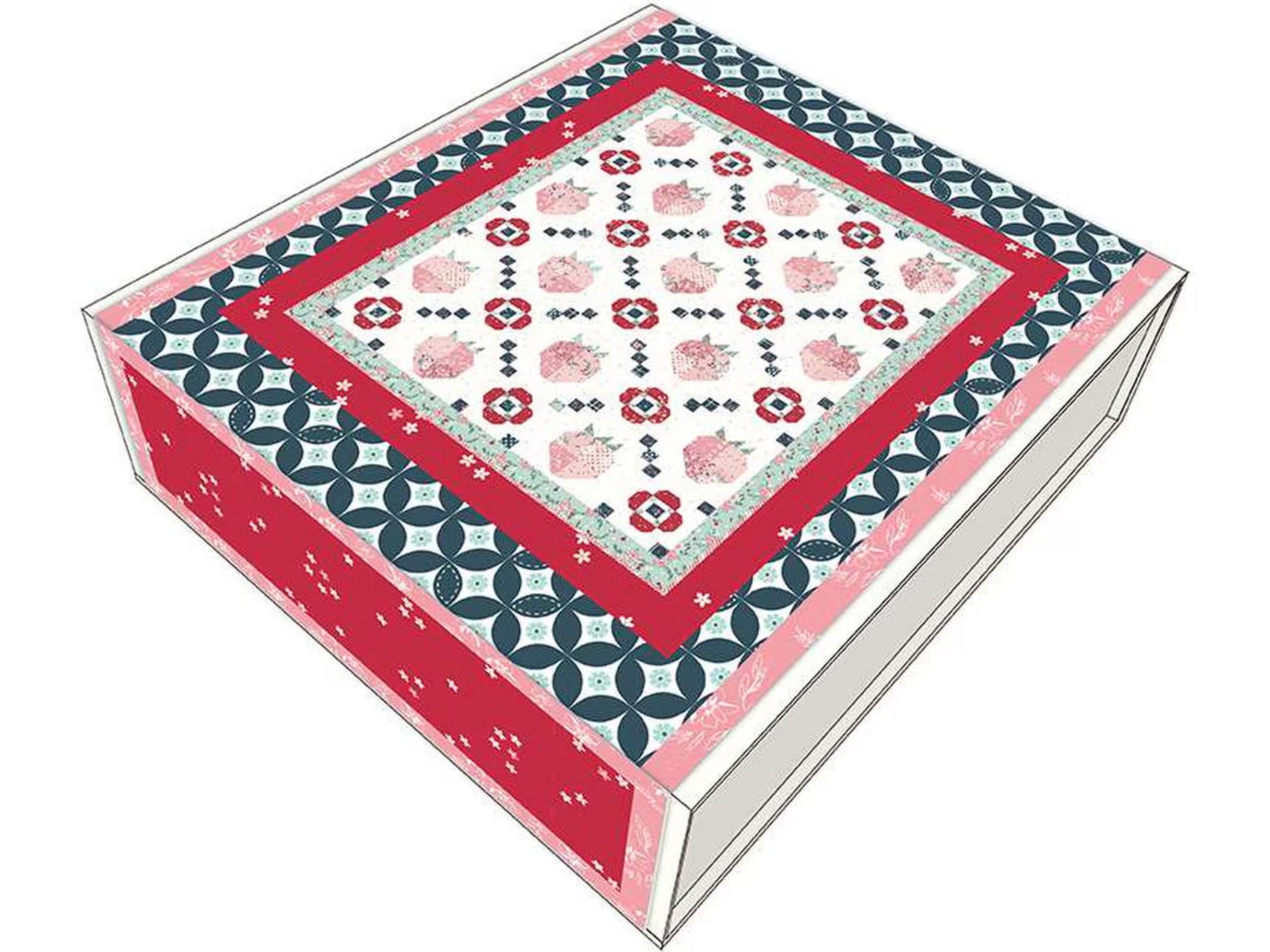Berry Market Quilt Boxed Kit includes pattern and fabric for quilt top and binding. Backing not included.
