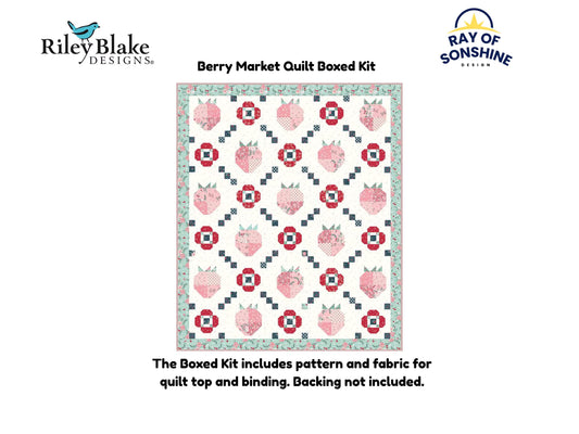 Berry Market Quilt Boxed Kit includes pattern and fabric for quilt top and binding. Backing not included.
