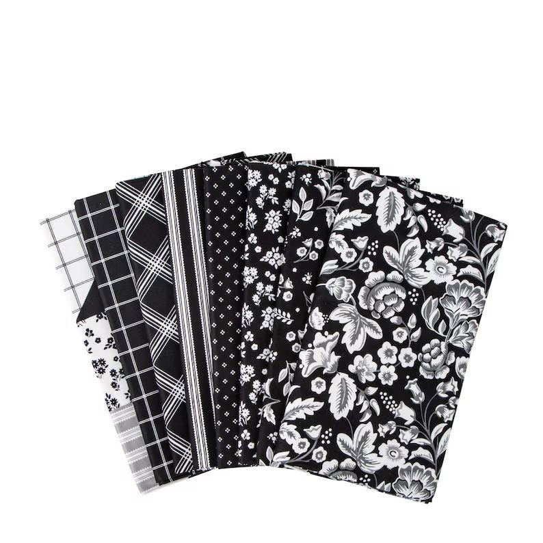 Midnight Meadow by My Mind's Eye - 8 Yard Black Color-way Bundle - 1 Yard Precut - Riley Blake Designs