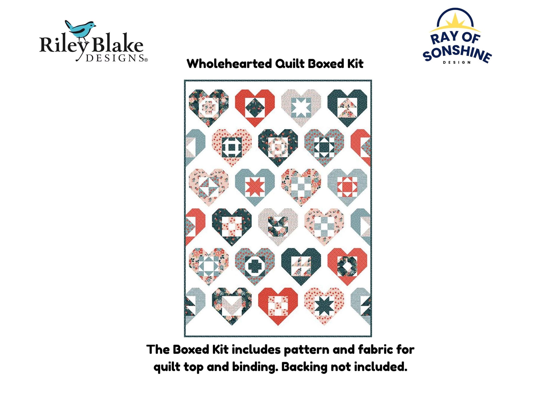 Wholehearted Quilt Boxed Kit includes pattern and fabric for quilt top and binding. Backing not included.