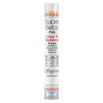 SuperBobs Polyester Bobbin 12pk Class 15 Rainbow 302-12-RBW
