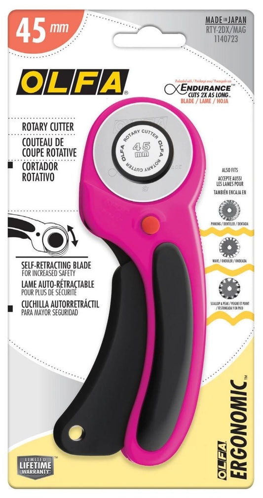 45mm Ergonomic Rotary Cutter Magenta RTY-2DX-MAG