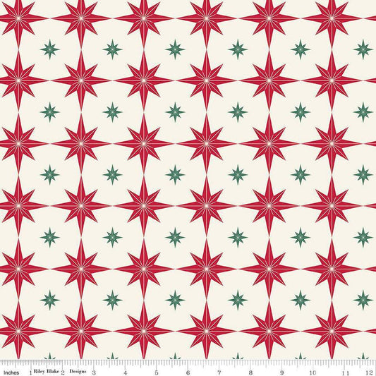 Merry Little Christmas Starbursts Cream - Riley Blake Designs - Cotton Fabric by the yard - C14843-CREAM