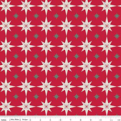 Merry Little Christmas Starbursts Red - Riley Blake Designs - Cotton Fabric by the yard - C14843-RED